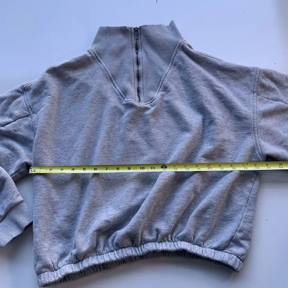 Free People Movement Valley Girl Quarter Zip Sweatshirt Size L Gray